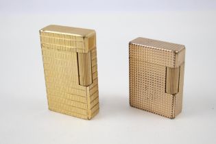 ST Dupont Gold Plated Cigarette Lighters One w/ Good Spark x 2 - ST Dupont Gold Plated Cigarette