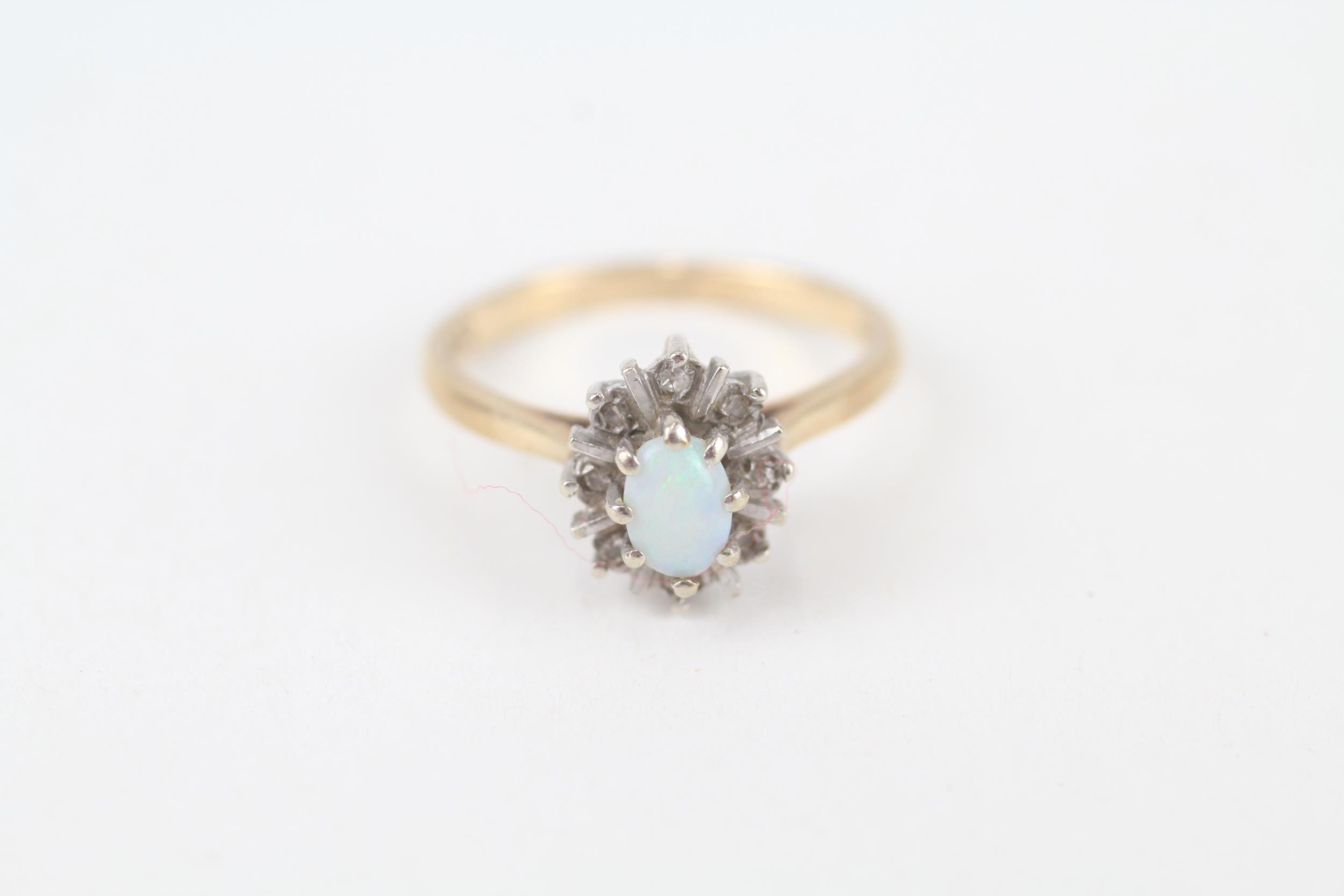 9ct gold opal and diamond halo ring Size N 2.7 g - Image 2 of 5
