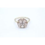 9ct gold morganite & diamond dress ring, claw set Size O 2.1 g