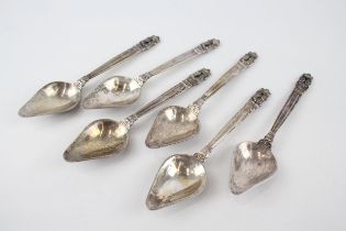 6 x Vintage GEORG JENSEN Stamped .925 Sterling Silver 'Acorn' Spoons (175g) - Hallmarked 1931 London