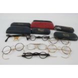 Spectacles Antique Glasses Eyewear Assorted Inc Pince Nez, Plated, Cases Joblot - Spectacles Antique