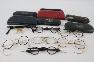 Spectacles Antique Glasses Eyewear Assorted Inc Pince Nez, Plated, Cases Joblot - Spectacles Antique