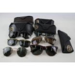 6 x Designer RayBan Sunglasses W/ Cases - Items are in previously owned condition Signs of age &