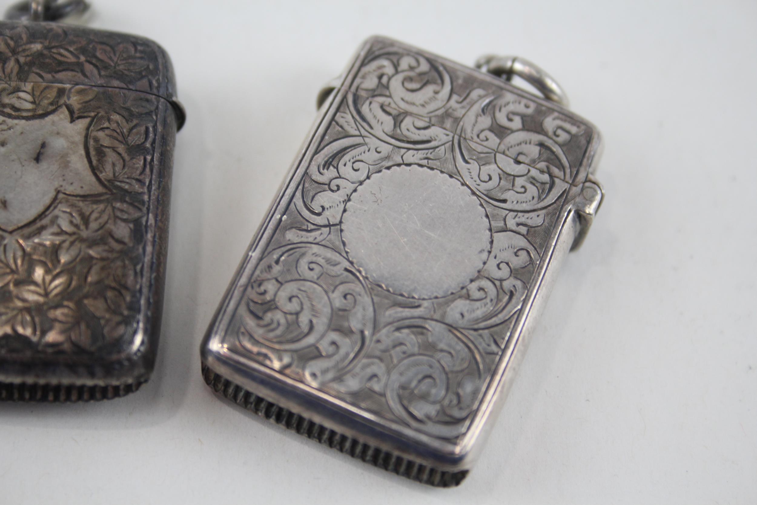 3 x Antique .925 Sterling Silver Vesta / Match Cases Inc Victorian (65g) - In antique condition - Image 4 of 4