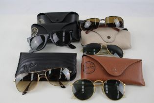 6 x Designer RayBan Sunglasses W/ Cases - Items are in previously owned condition Signs of age &