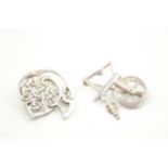 Two Ola Gorie sterling silver brooches (15g)