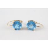 9ct gold blue topaz leverback earrings (3.7g)