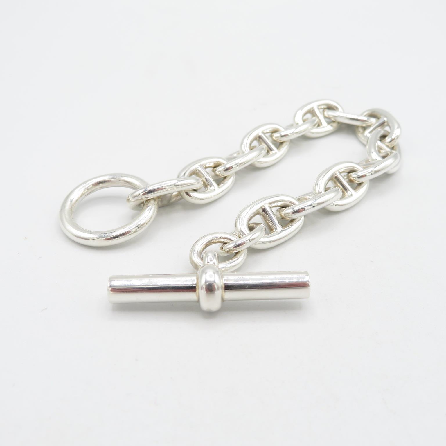 HM 925 Sterling Silver link bracelet (70g) measures 22cm when open including loop and bar - Image 2 of 4