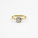 18ct gold & platinum diamond daisy cluster ring, circa 1920's (as seen) Size O - 2.3 g