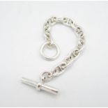 HM 925 Sterling Silver link bracelet (70g) measures 22cm when open including loop and bar