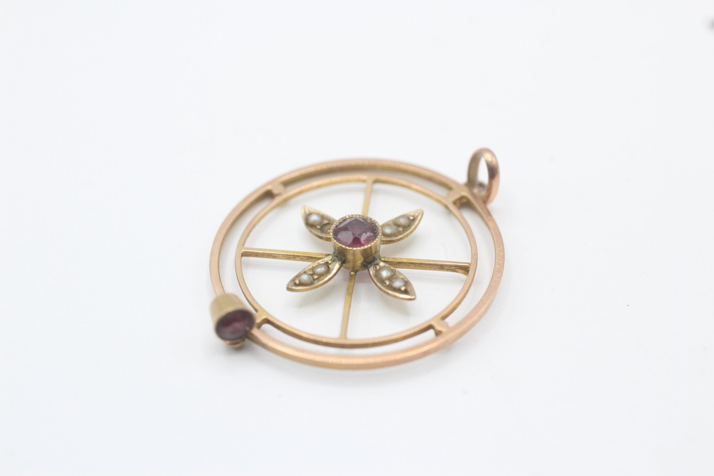 9ct gold antique garnet & seed pearl pendant - 92 g - Image 3 of 4