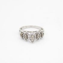 10ct white gold diamond openwork dress ring with split shank Size O - 2.5 g