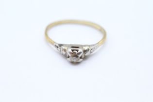 9ct gold diamond solitaire ring - MISHAPEN - AS SEEN Size L - 1.7 g