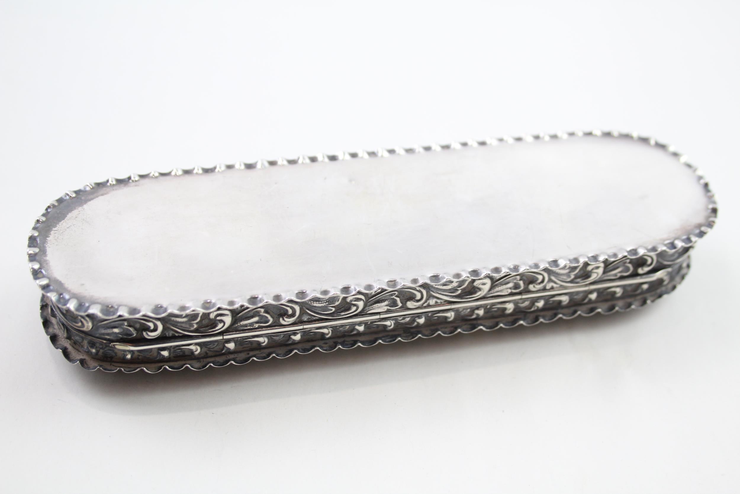 Antique Edwardian 1902 Chester Sterling Silver Long Trinket / Jewellery Box 129g - w/ Engraved - Image 6 of 8