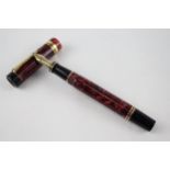 PARKER Duofold Special Burgundy Lacquer Fountain Pen w/ 18ct Gold Nib WRITING - Dip Tested & WRITING