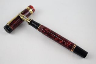 PARKER Duofold Special Burgundy Lacquer Fountain Pen w/ 18ct Gold Nib WRITING - Dip Tested & WRITING