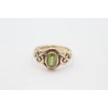 9ct Welsh gold peridot Celtic style dress ring, with millennial hallmark Size L - 2.6 g