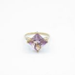 9ct gold ametrine & diamond dress ring, claw set (2.5g) Size P