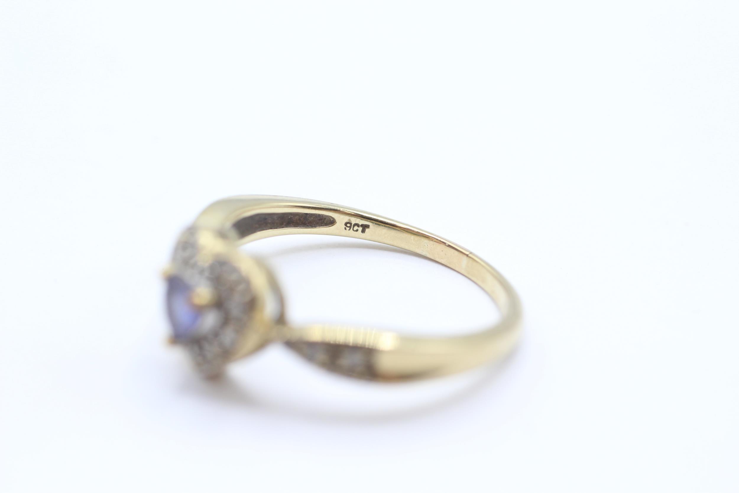 9ct gold diamond and tanzanite heart halo ring Size Q - 2.9 g - Image 4 of 4