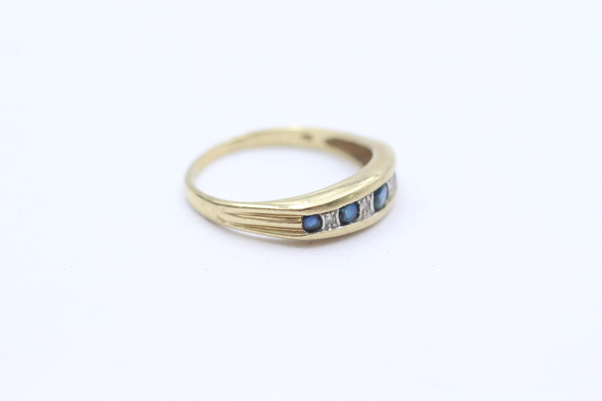 9ct gold sapphire & diamond half eternity ring Size O 1/2 - 2.2 g - Image 2 of 4