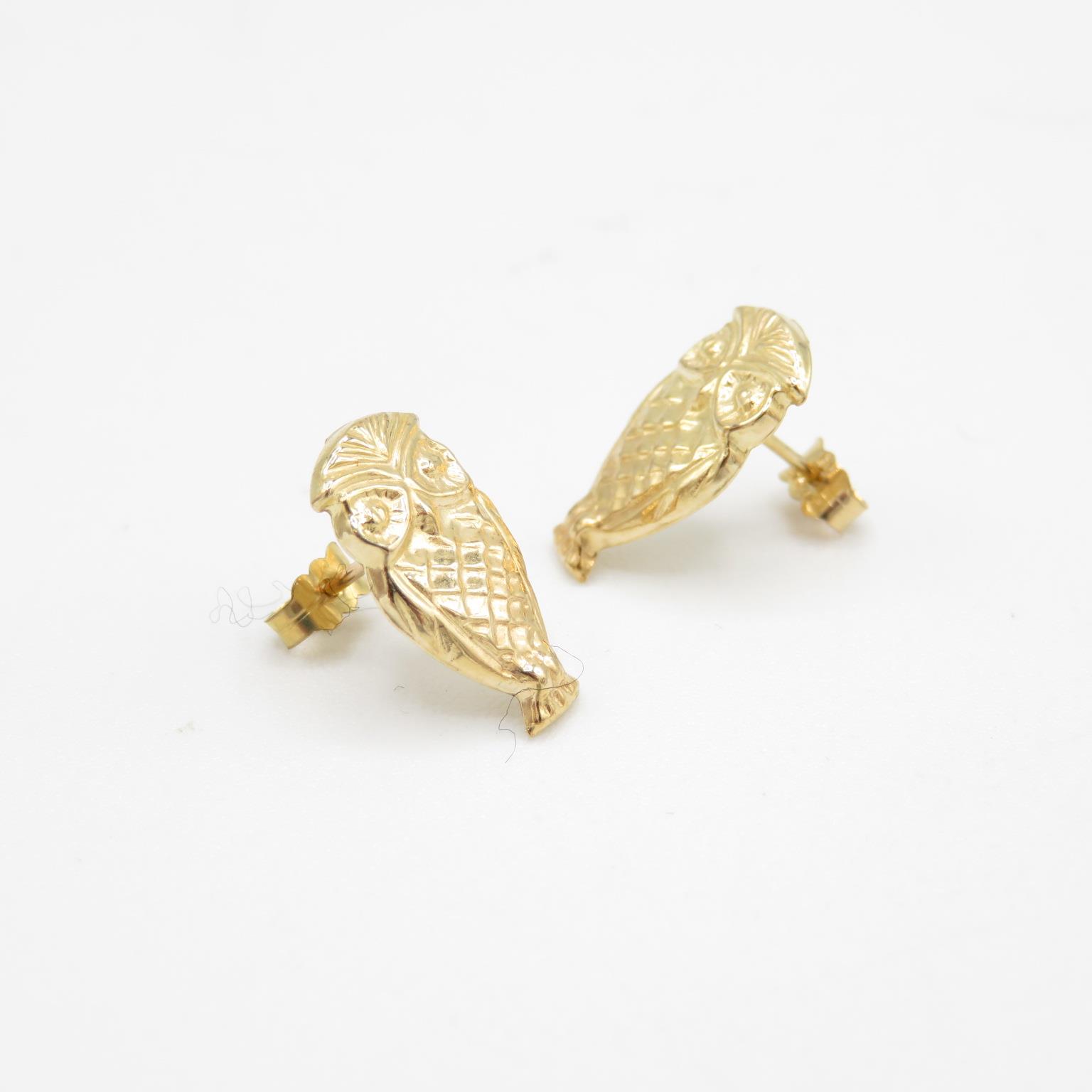 Boxed set of 9ct gold Owl earrings in WWF box - Image 3 of 4