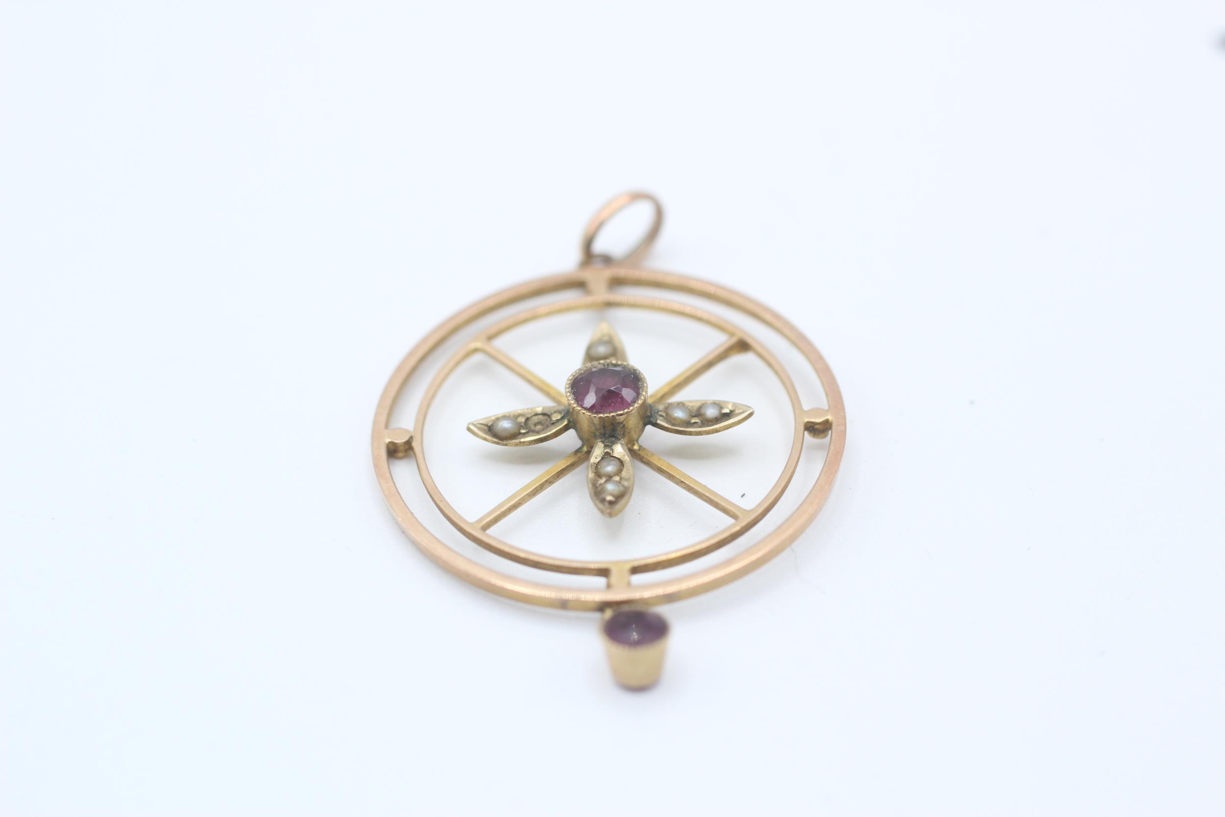 9ct gold antique garnet & seed pearl pendant - 92 g - Image 4 of 4