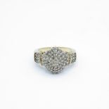 9ct gold diamond cluster ring (5.8g) Size N