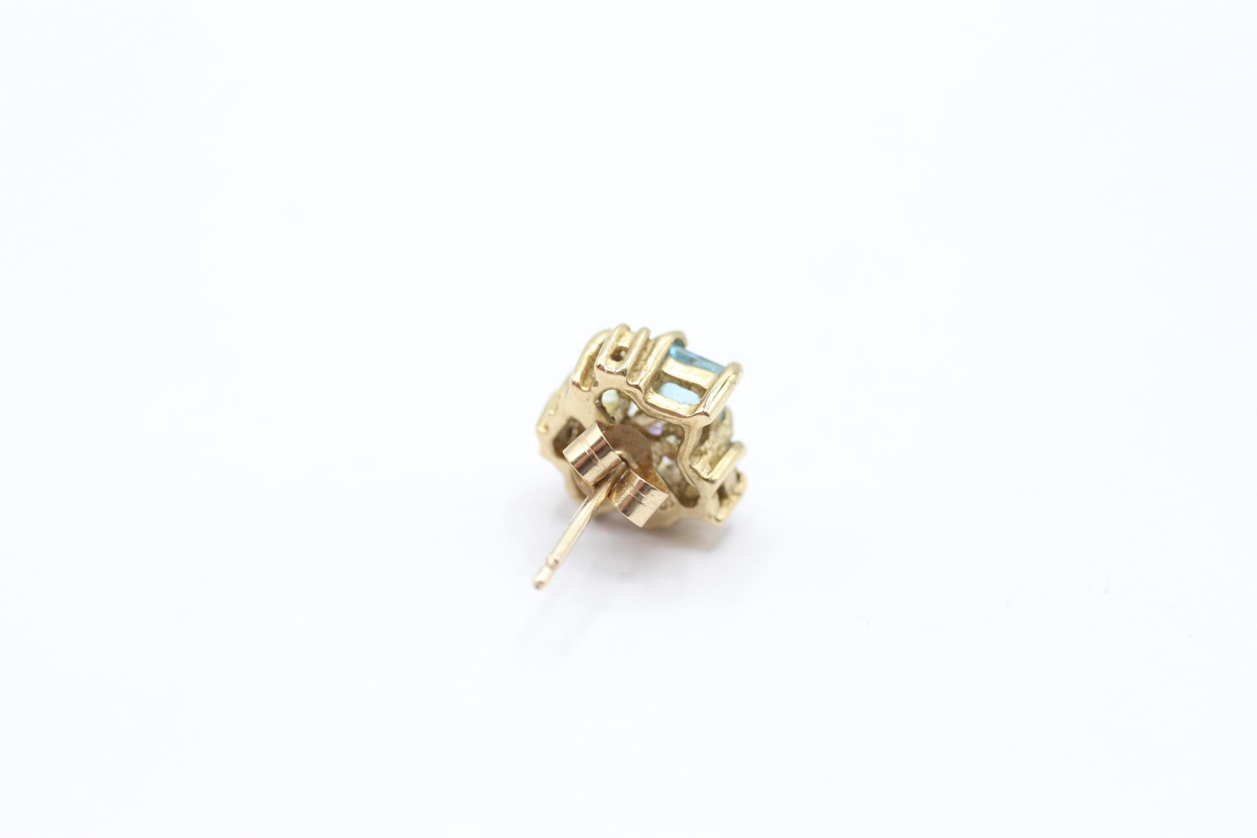 9ct gold multi gemstone cluster stud earrings, gemstones including: amethyst, topaz, citrine, - Image 4 of 4