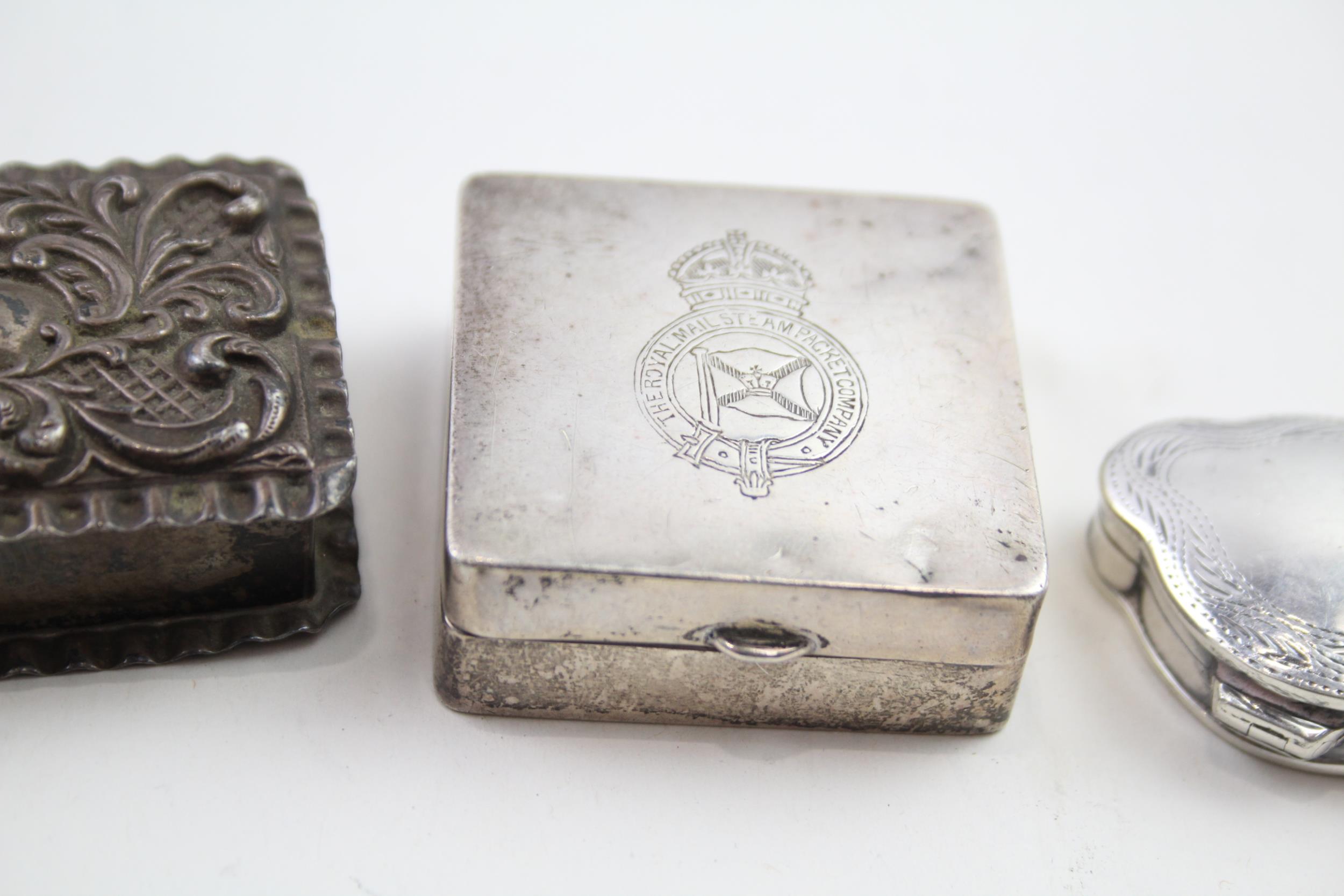 4 x Antique / Vintage .925 Sterling Silver Pill / Trinket Boxes (97g) - In antique / vintage - Image 4 of 5