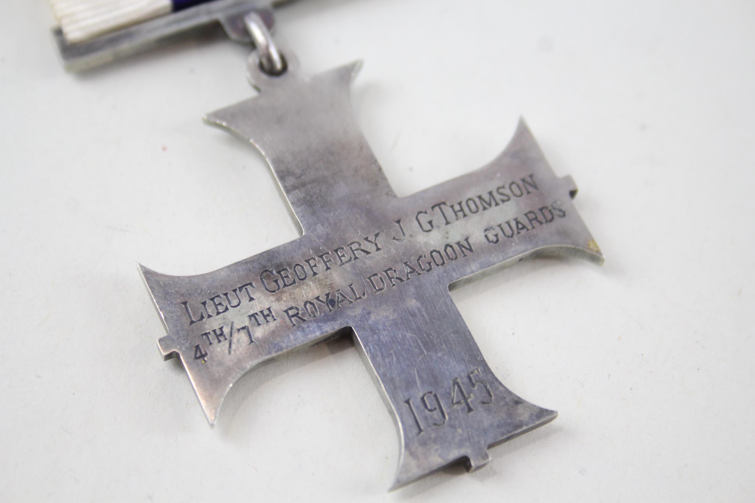 WW2 Military Cross 1945, Engraved, Lieut Geoffery J.G. Thomson, Royal Dragoon - WW1 Military - Image 4 of 5