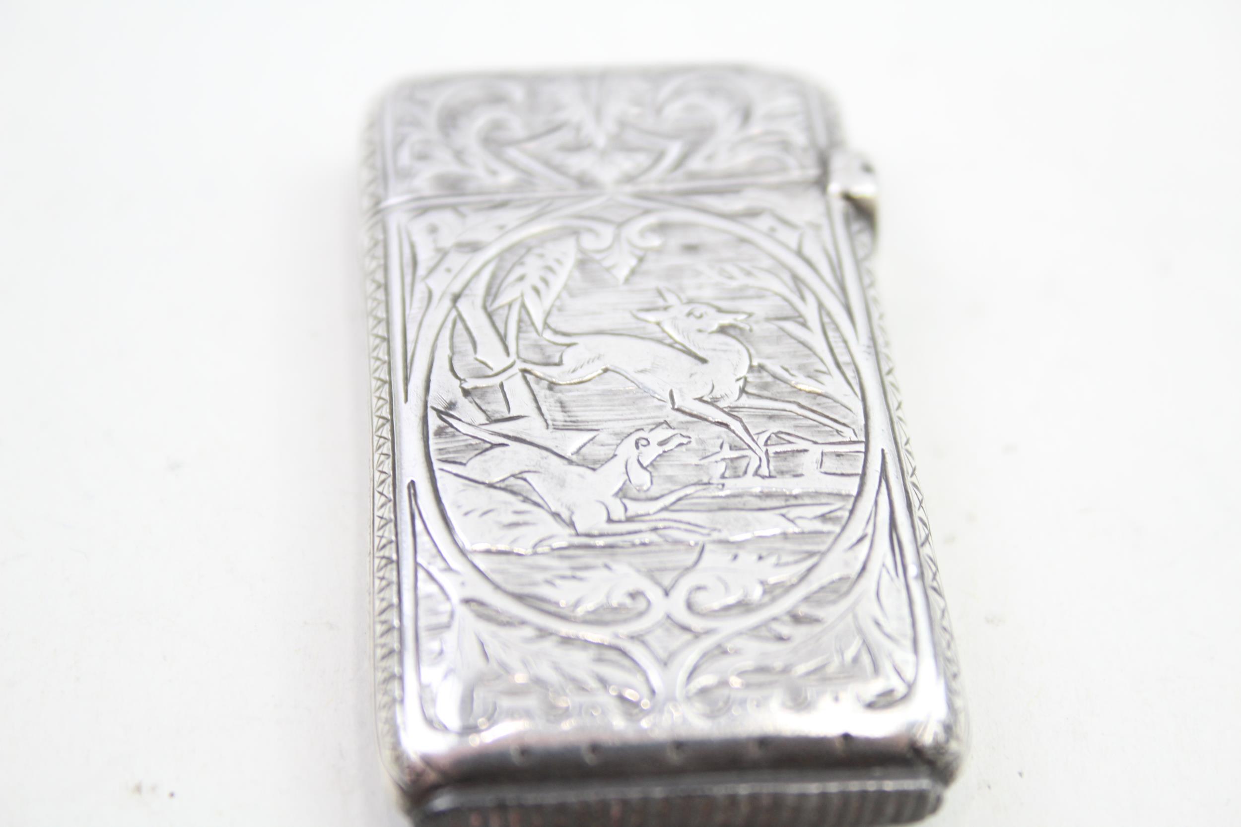 Antique / Vintage .925 Sterling Silver Vesta / Match Case w/ Hunting Scene (22g) - XRF TESTED FOR - Image 4 of 6