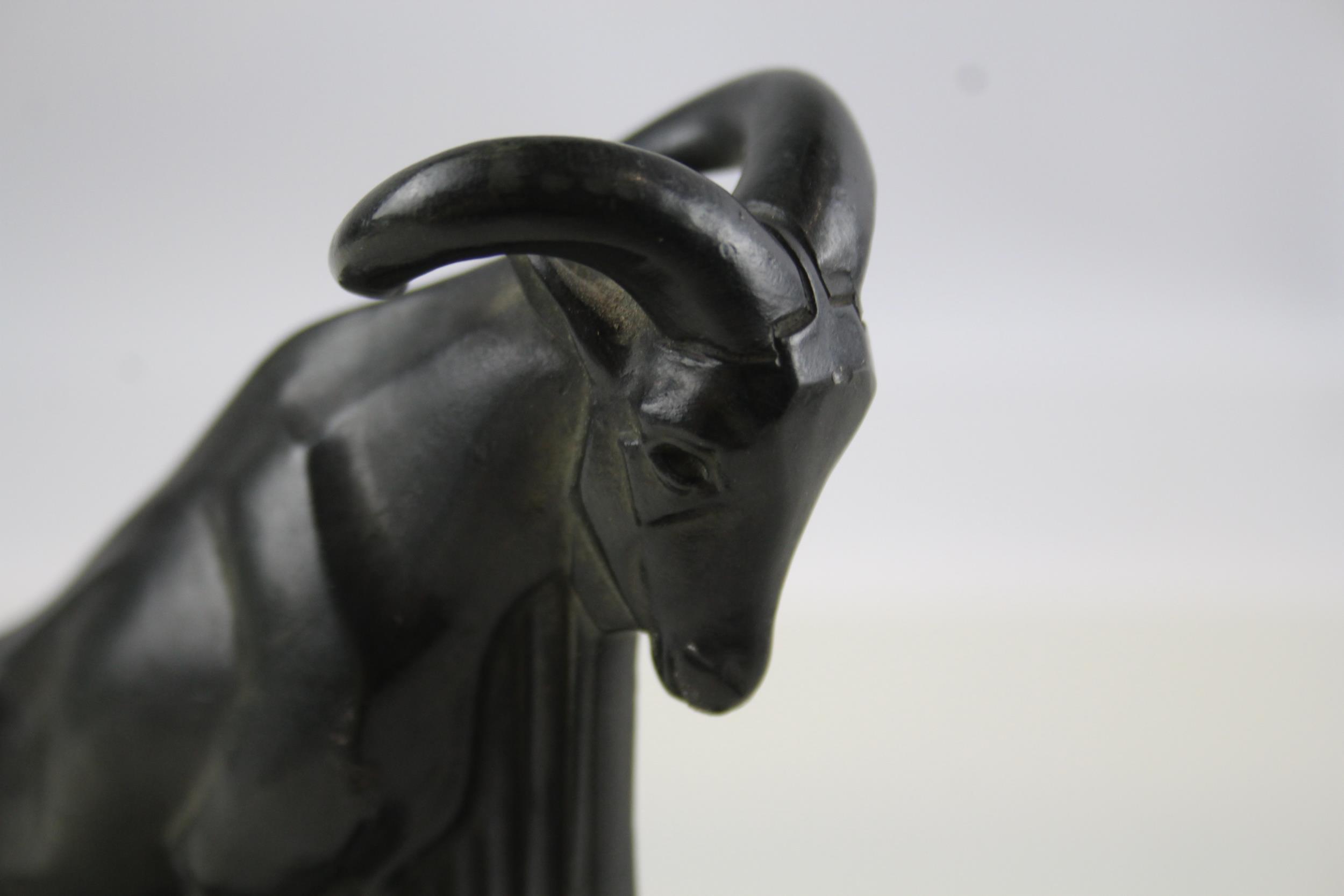 Vintage Art Deco Signed MAX LE VERRIER Spelter Ram Bookend w/ Marble Base - Dimensions - 13.5cm(w) x - Image 2 of 6