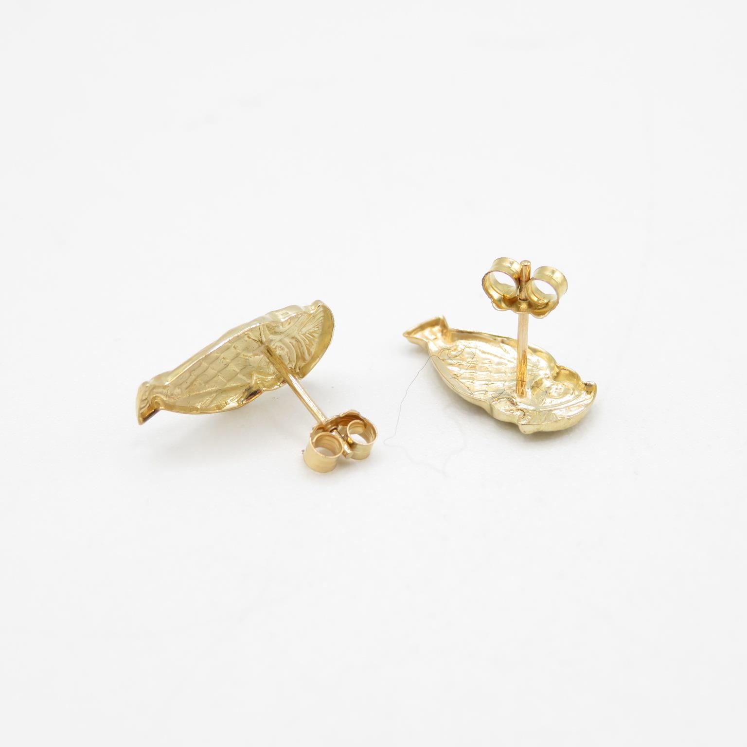 Boxed set of 9ct gold Owl earrings in WWF box - Image 4 of 4