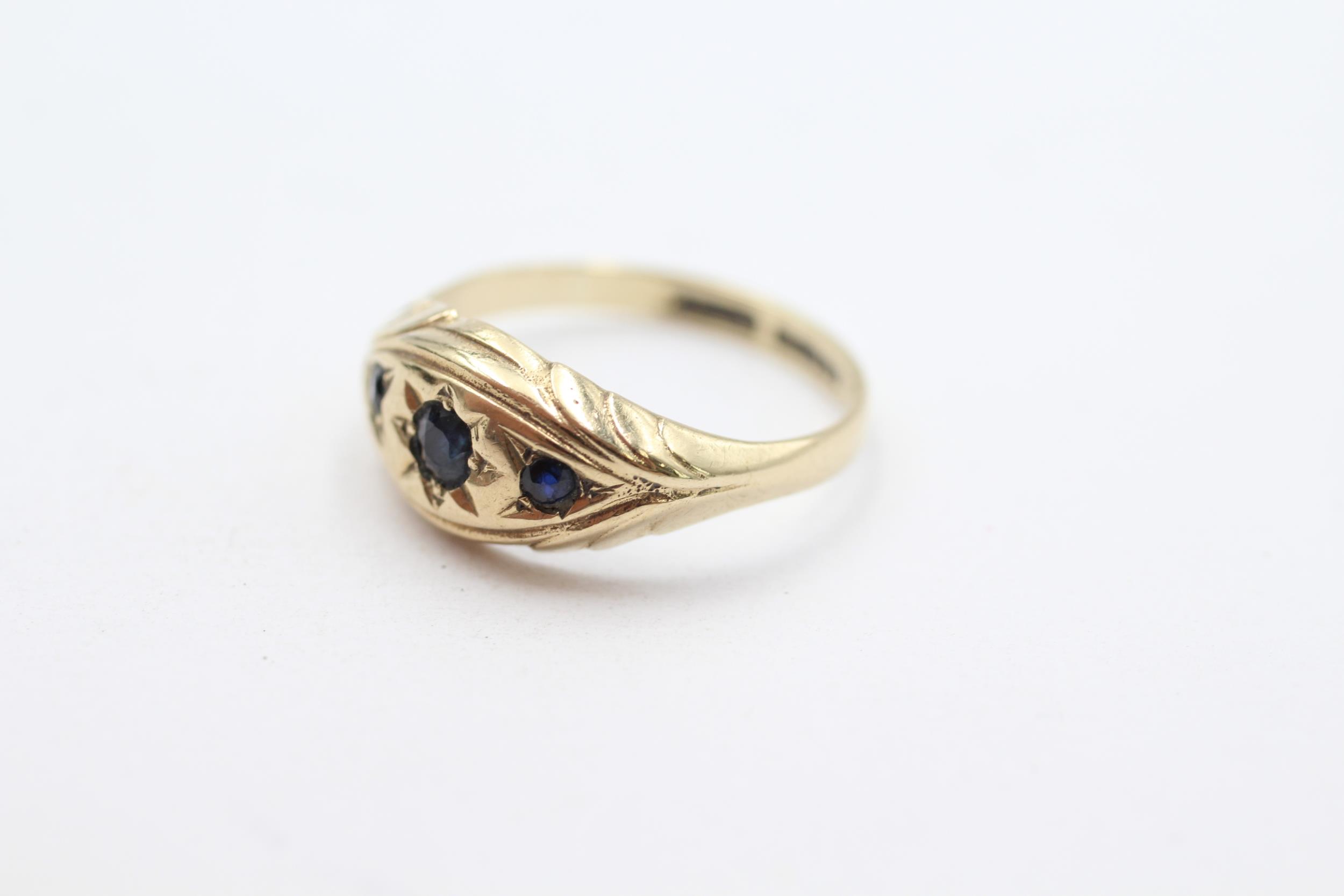 9ct gold vintage sapphire three stone ring Size L - 1.6 g - Bild 4 aus 4