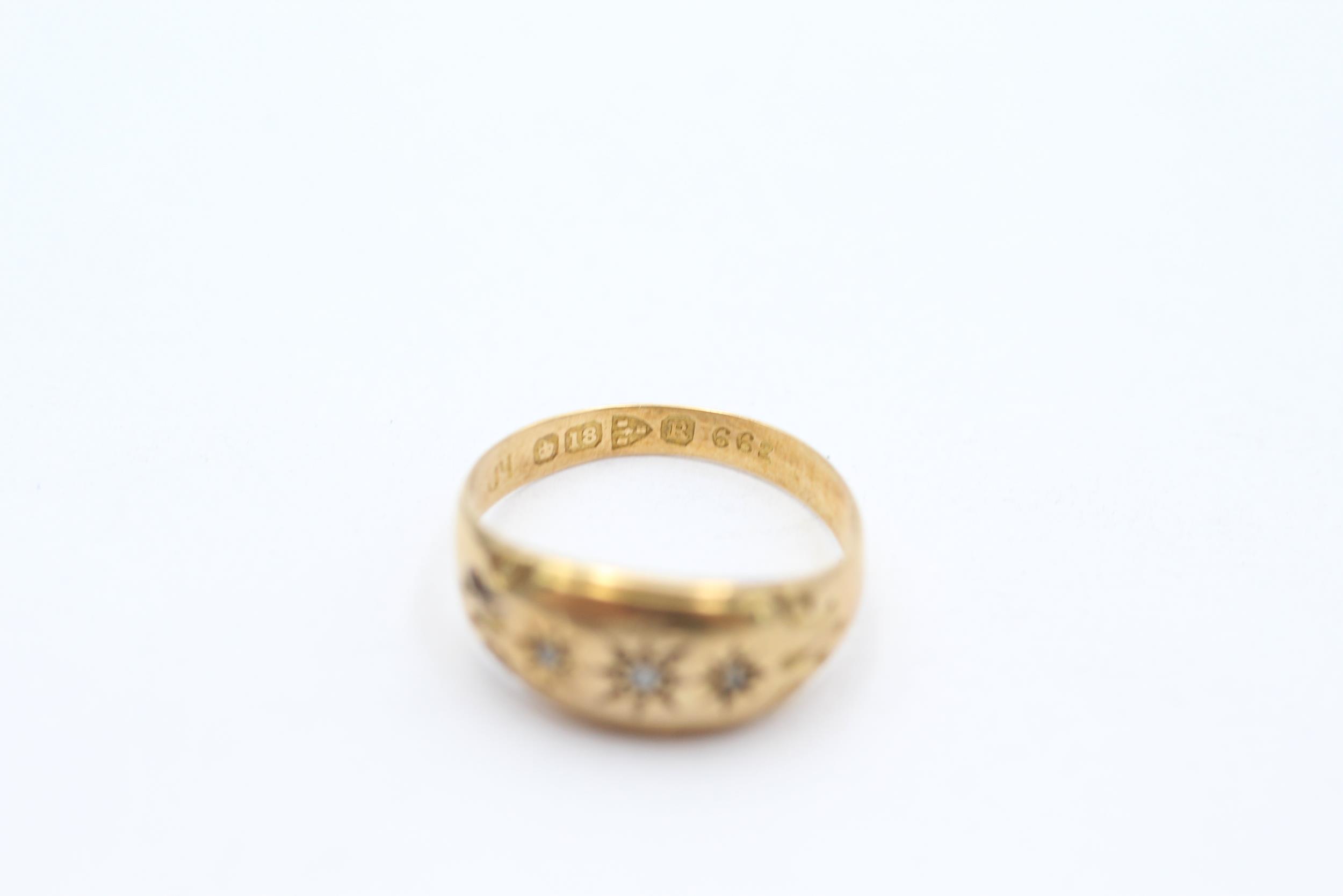 18ct gold antique star set diamond ring, hallmarked: Chester 1900 - MISHAPEN - AS SEEN Size M - 1. - Image 4 of 4