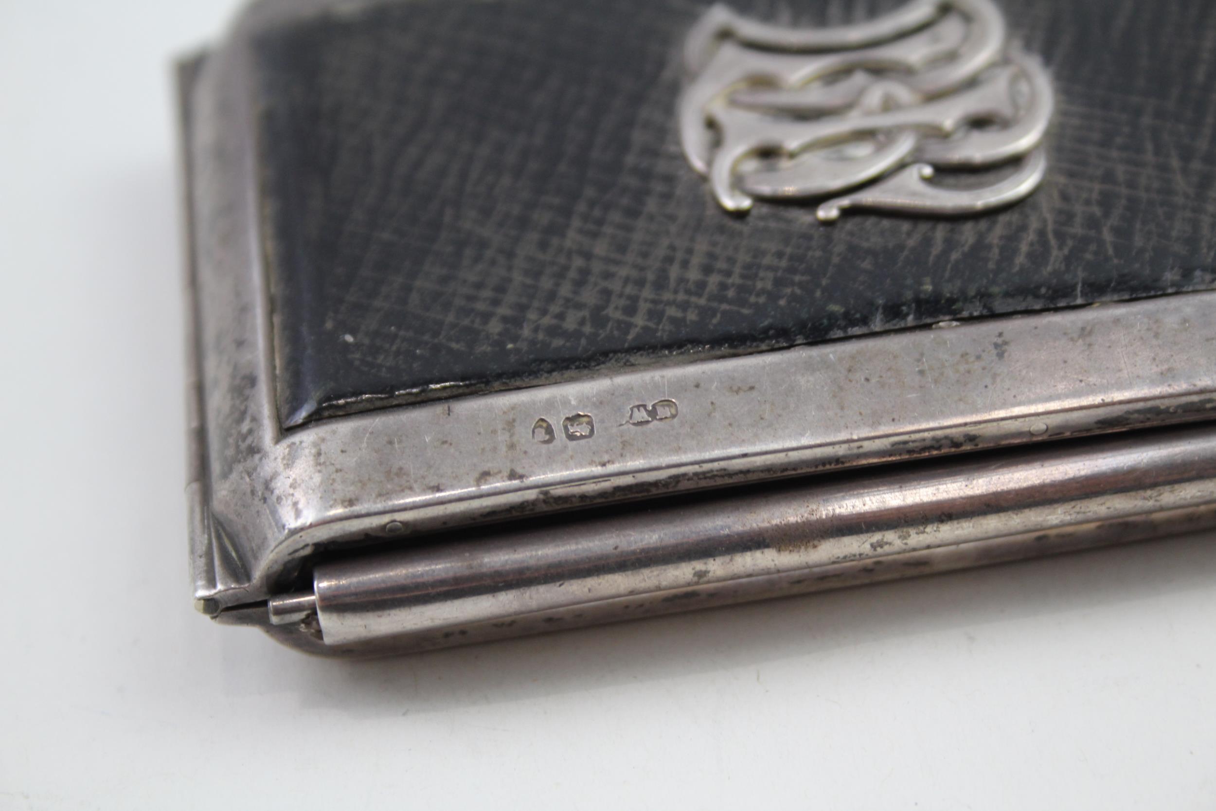 Antique Victorian .925 Sterling Silver Detailed & Leather Pocket Notebook 243g - w/ Personal - Image 5 of 8