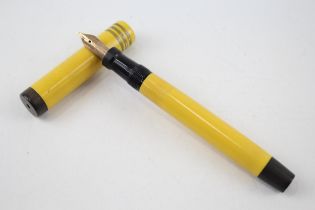 Vintage PARKER Lady Duofold Yellow Lucky Curve Fountain Pen w/ 14ct Gold Nib - w/ Personal Engraving