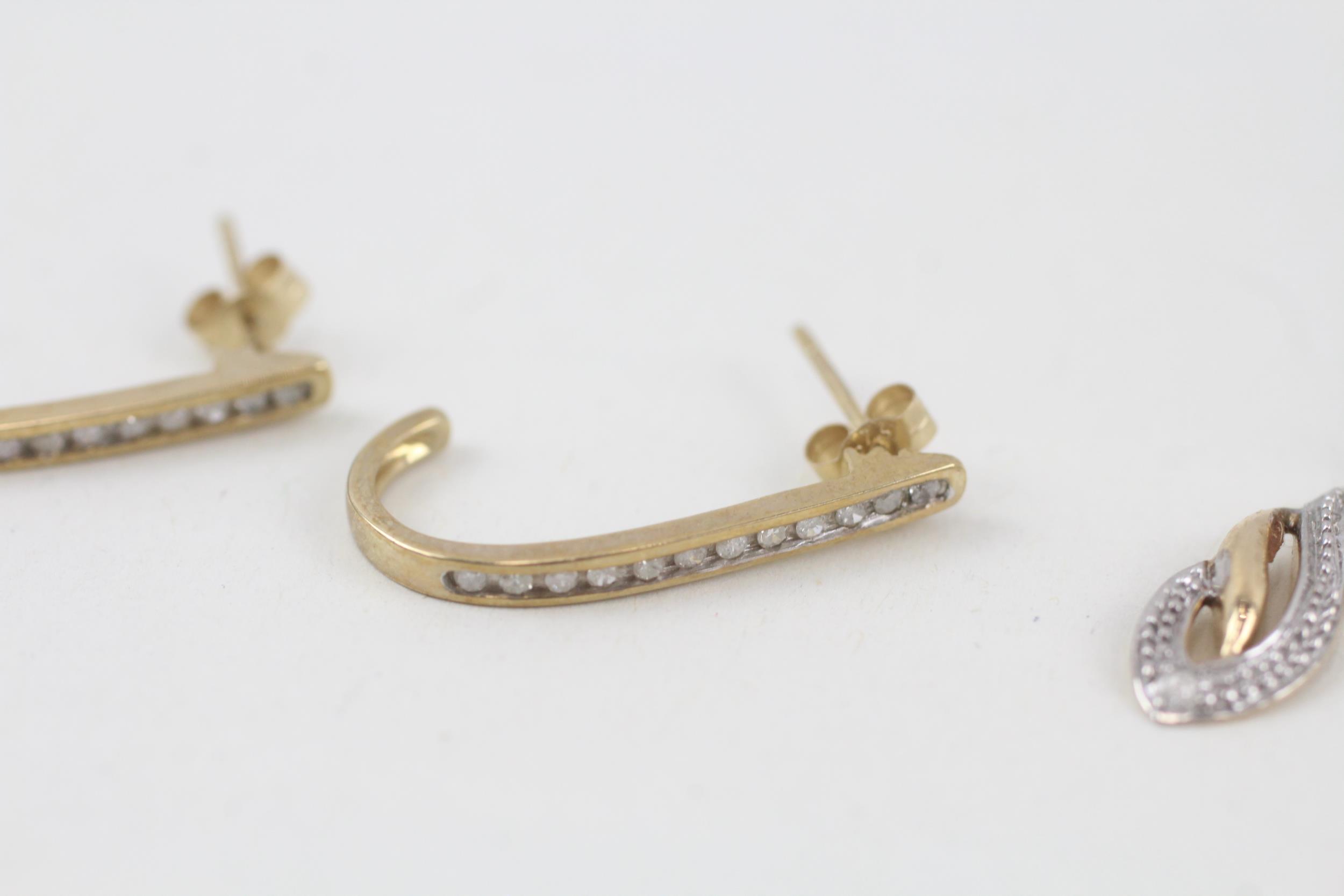 2x 9ct gold diamond drop earrings - 3.4 g - Image 3 of 7