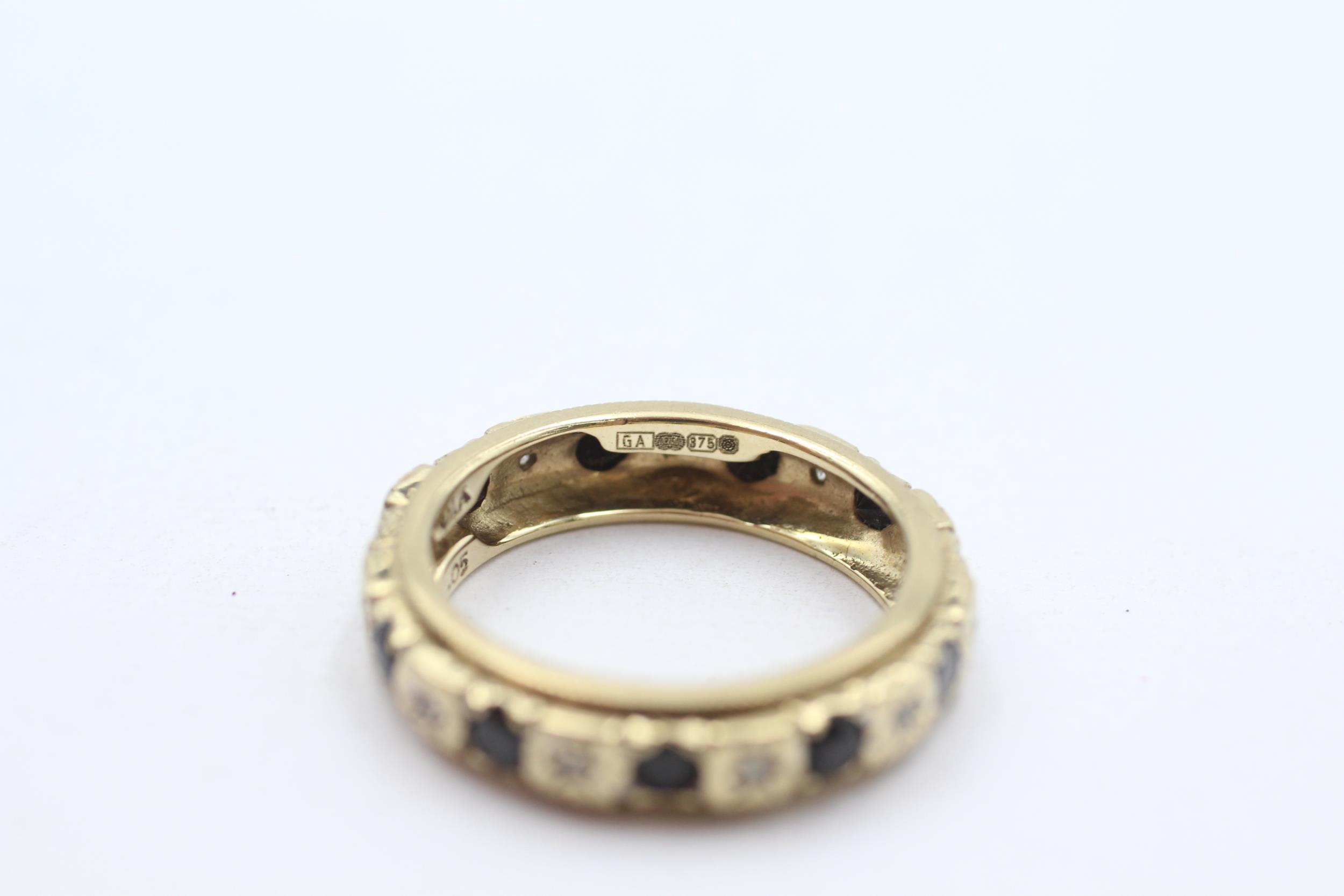9ct gold black gemstone & diamond full eternity ring Size L - 3.1 g - Image 4 of 4