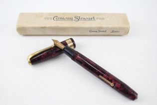 Vintage CONWAY STEWART 60 Burgundy Casing Fountain Pen w/ 14ct Gold Nib WRITING - Boxed Dip Tested &