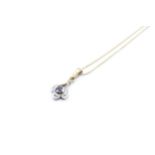 9ct gold sapphire and diamond set swag teardrop pendant necklace - 1.7 g