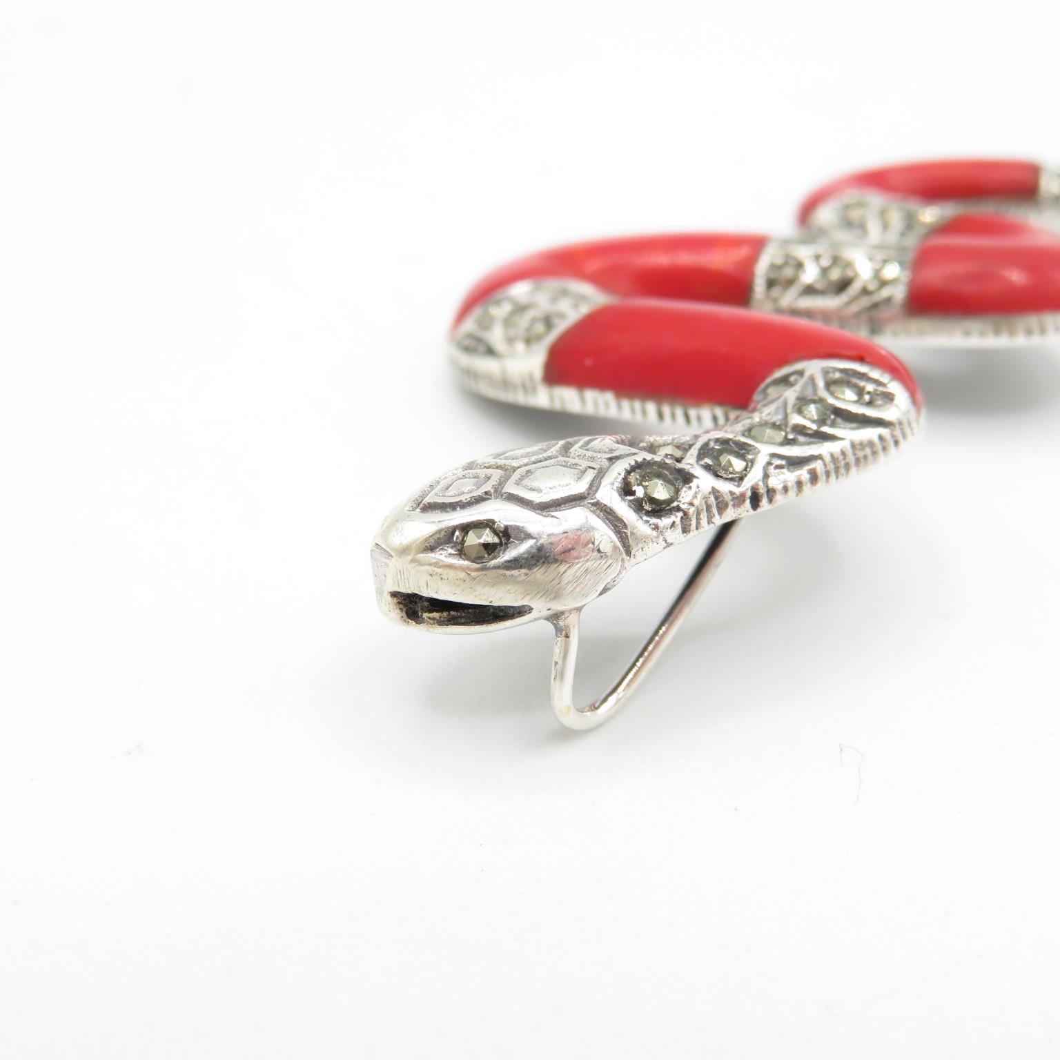 HM Sterling Silver 925 Snake pendant set with red stones and stone eyes (10.6g) In excellent - Image 3 of 6