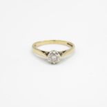 9ct gold round brilliant diamond single stone ring Size M - 2 g