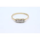 18ct gold & platinum art deco diamond ring Size P 1/2 - 2 g