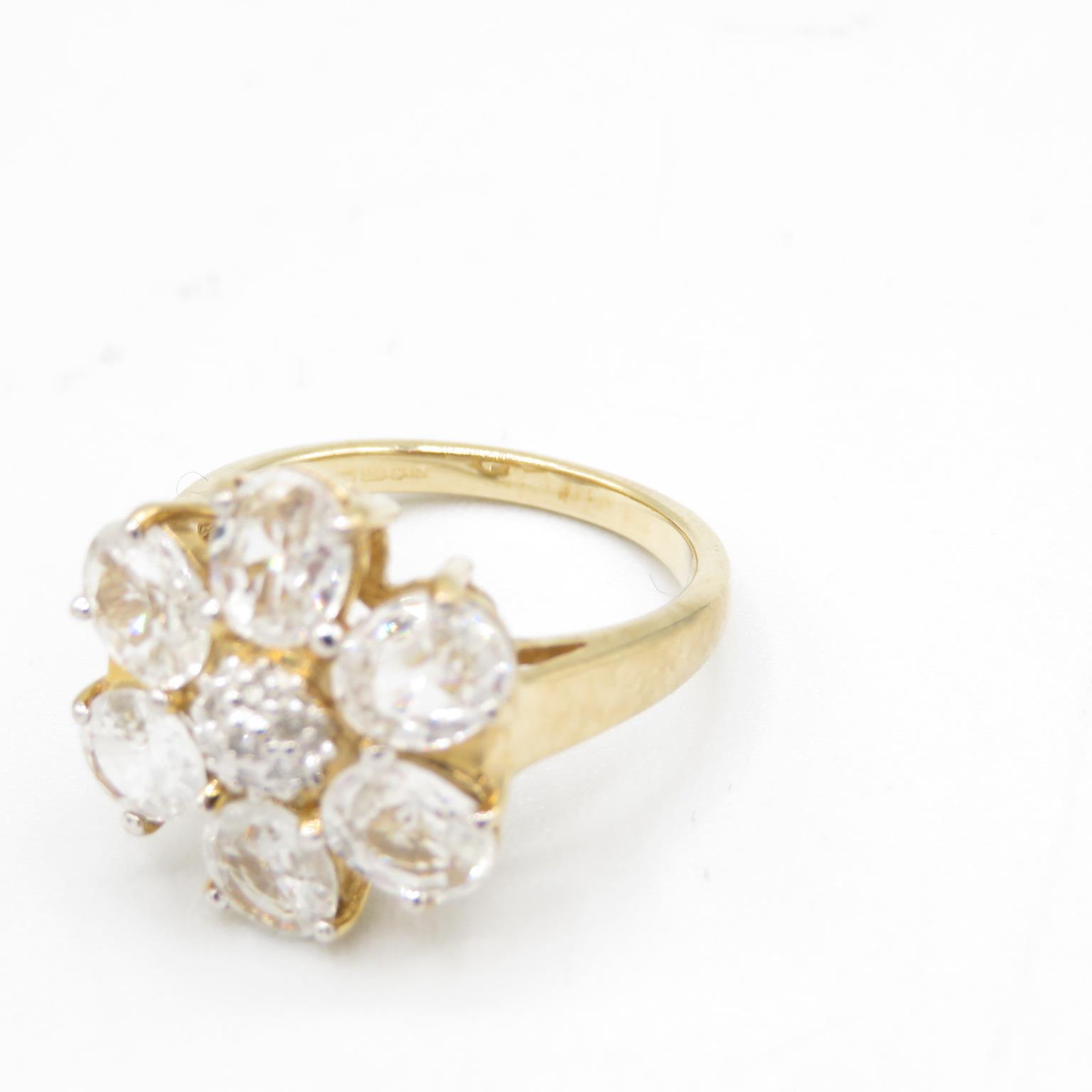 HM 9ct gold dress ring with white CZ stones in flower design (4.7g) Size N - Bild 4 aus 4