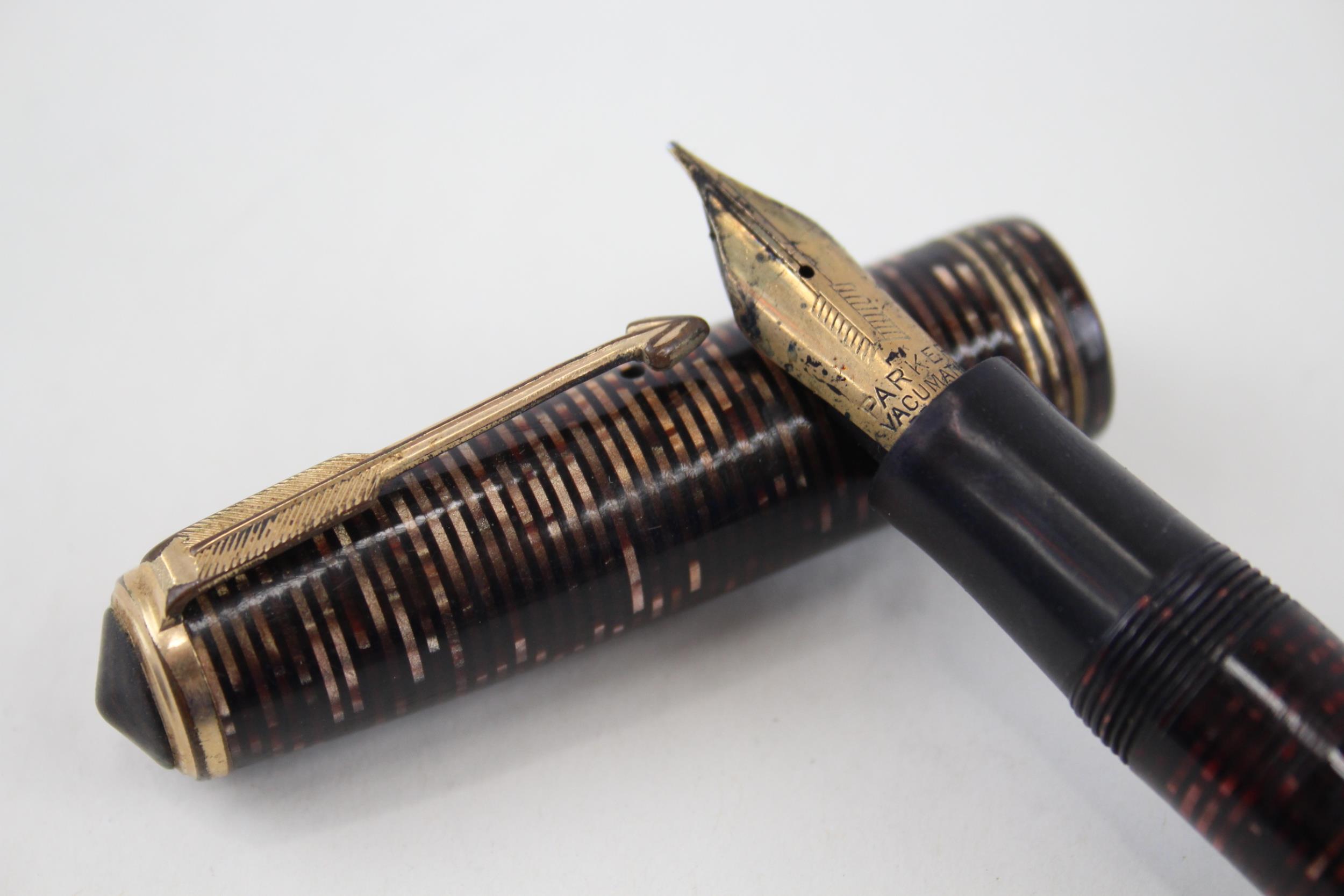 Vintage PARKER Vaccumatic Brown Fountain Pen w/ 14ct Gold Nib WRITING - Dip Tested & WRITING In - Bild 2 aus 4