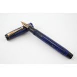 Vintage PARKER Duofold Lapis Blue Fountain Pen w/ 14ct Gold Nib WRITING - Dip Tested & WRITING In