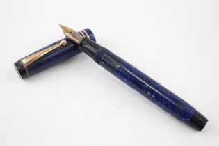 Vintage PARKER Duofold Lapis Blue Fountain Pen w/ 14ct Gold Nib WRITING - Dip Tested & WRITING In