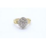 9ct gold vari-cut diamond cluster ring Size N - 3.9 g