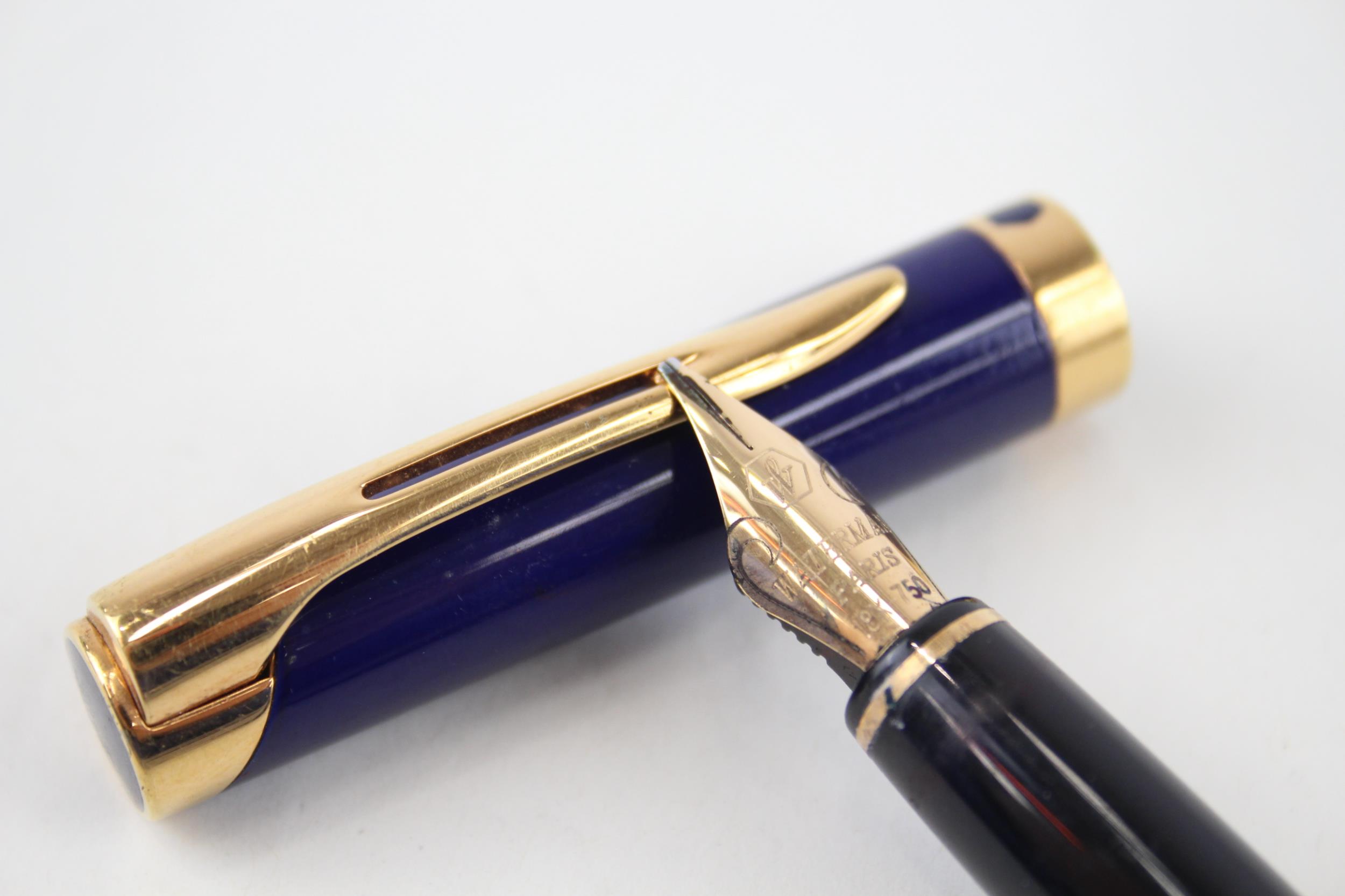 Vintage WATERMAN L'Etalon Fountain Pen Blue Casing 18ct Gold Nib WRITING - Dip Tested & WRITING In - Image 2 of 4